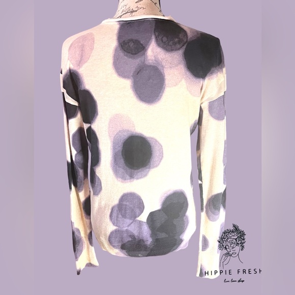 Simply Vera Wang Plum on Cream Abstract Cardigan Button Front V Neck Size M - Picture 4 of 10